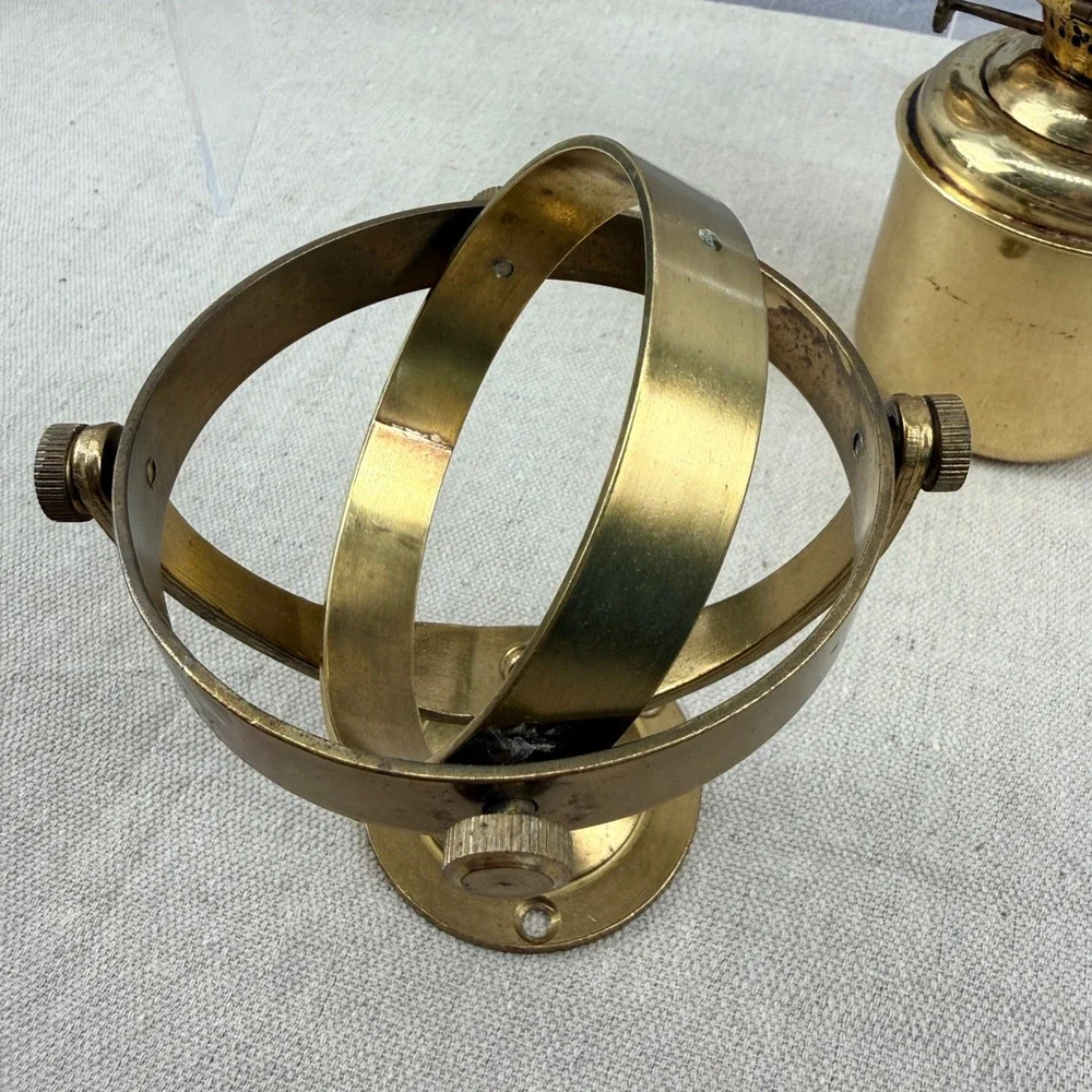 Vintage DHR Den Haan Rotterdam Brass Gimbaled Nautical Oil Lamp Made in Holland